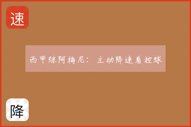 西甲琼阿梅尼：主动降速看控球